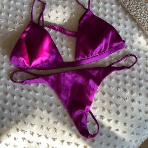 NWOT Fleur Du Mal Triangle Bralette Panty Set Small